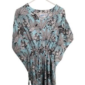 National Floral PL/PXL Cotton Hippie Below Knee Women Caftan Beach Dress